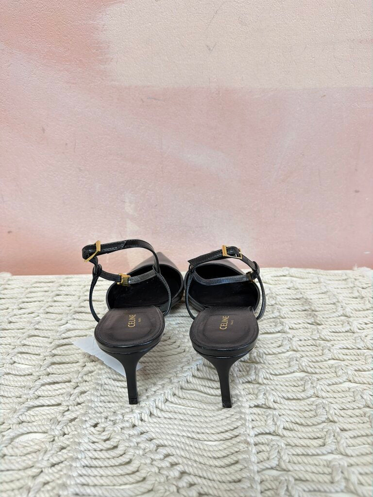 Celine Leather Pointed Toe Kitten Heel w/ Dustbag