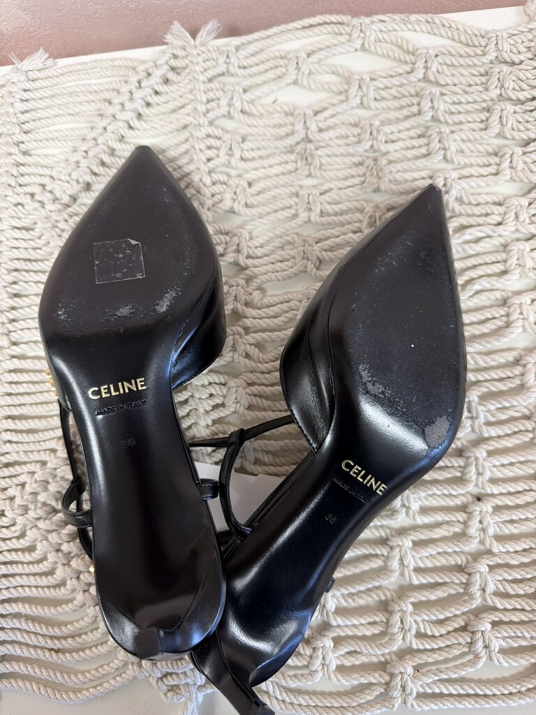 Celine Leather Pointed Toe Kitten Heel w/ Dustbag