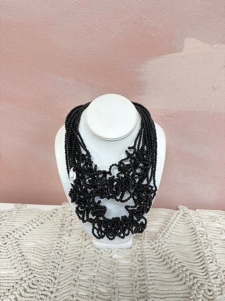 Sent Murano Black Beaded Necklace