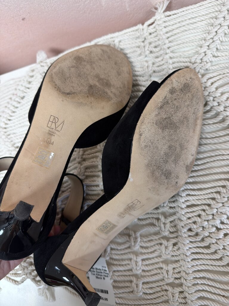Pelle Moda Suede Peep Toe Kitten Heel