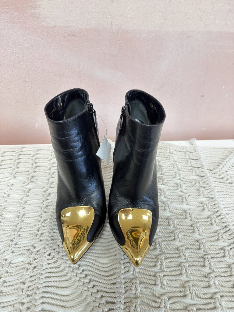 Alexander McQueen Gold Pointed Toe Bootie w/ Box