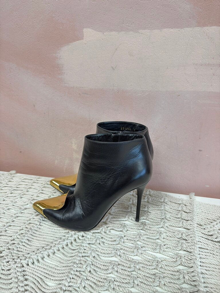 Alexander McQueen Gold Pointed Toe Bootie w/ Box