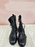 Casadei Black Lace Up Combat Boot