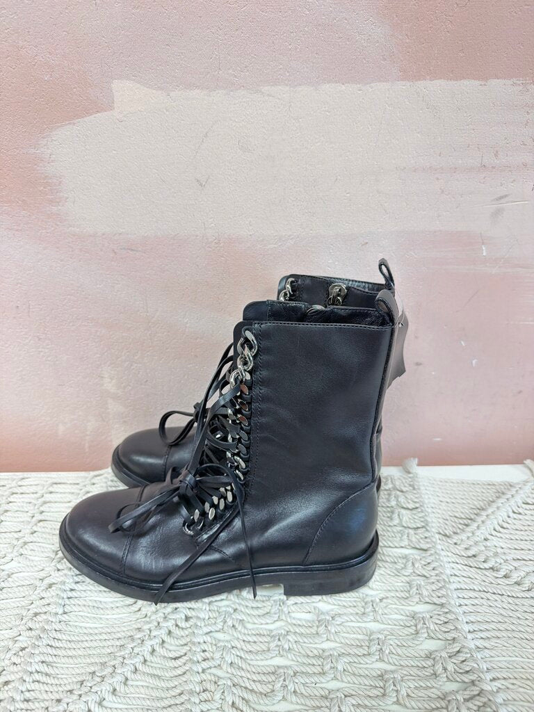Casadei Black Lace Up Combat Boot