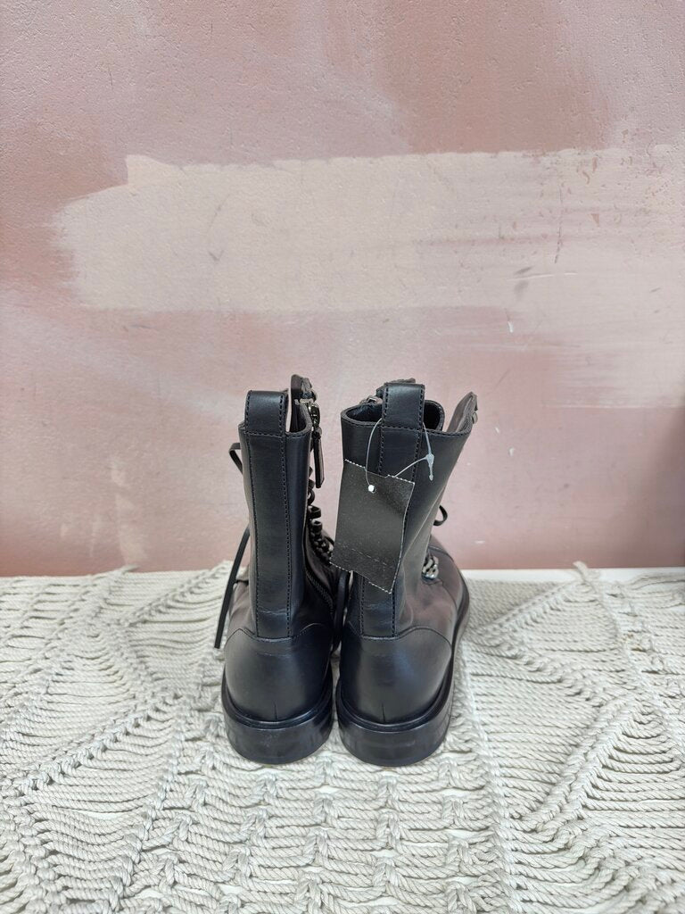 Casadei Black Lace Up Combat Boot
