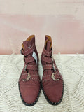Givenchy Burgundy Suede Studded Buckle Boot