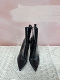 YSL Black Embossed Logo Heel Boot w/Dustbag