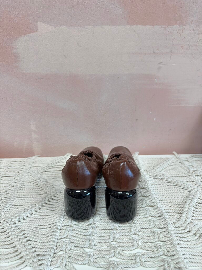Jil Sander Brown Leather Scrunch Bulb Pump