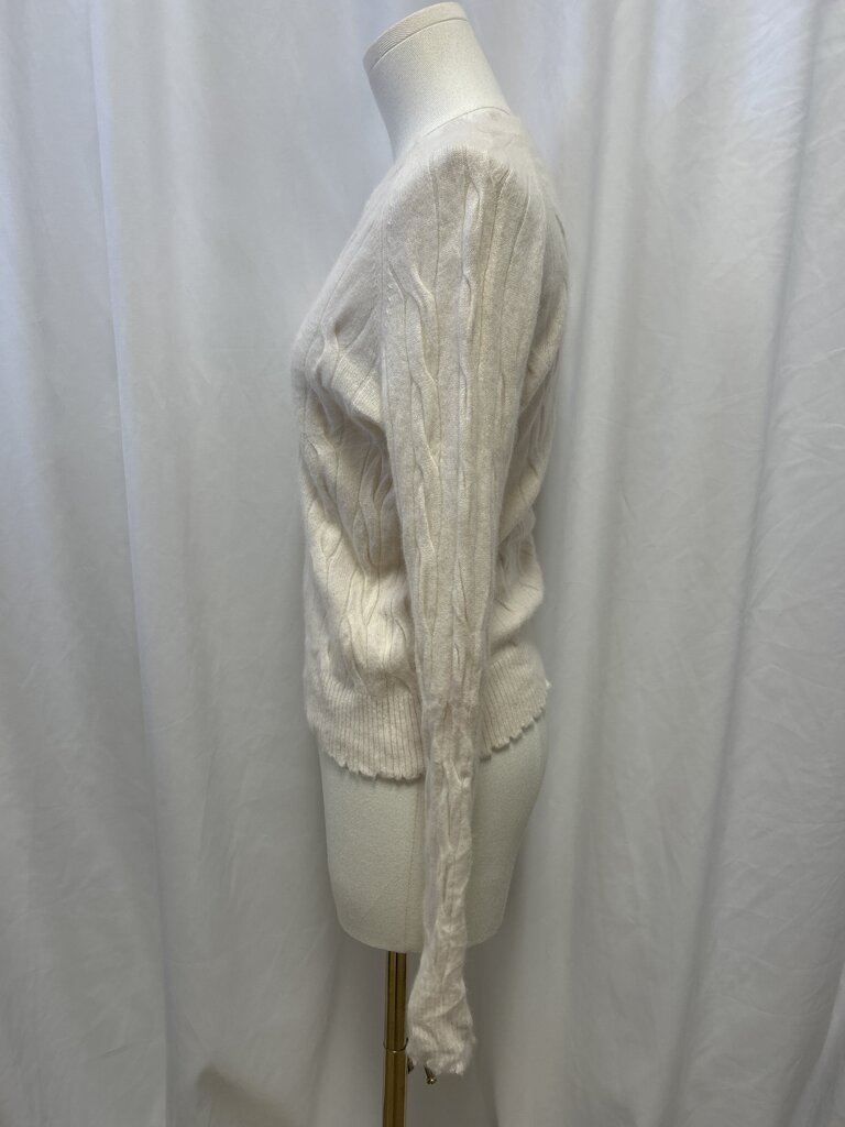 Minnie Rose Cable Knit Cashmere V-Neck Sweater