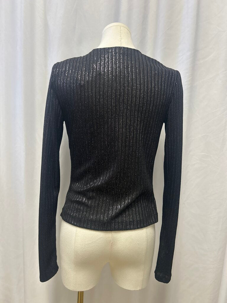 Ramy Brook Shimmer Long Sleeve Cowl Neck Top