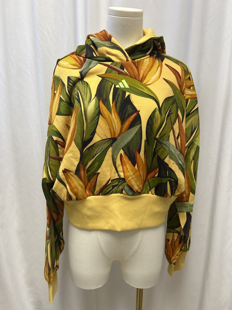 Adidas x Farm Rio Leaf Print Cropped Hoodie