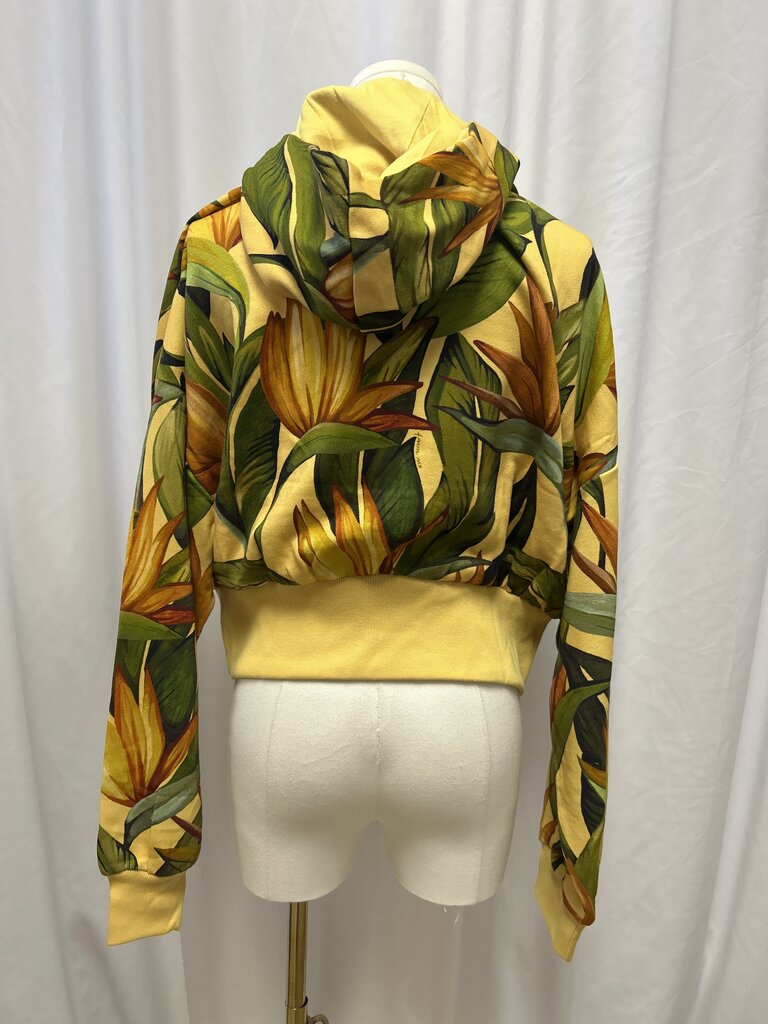 Adidas x Farm Rio Leaf Print Cropped Hoodie