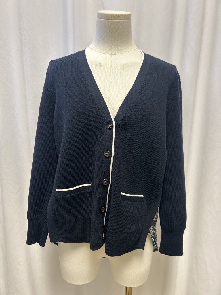 Veronica Beard Cardigan Silk Printed Back Detail