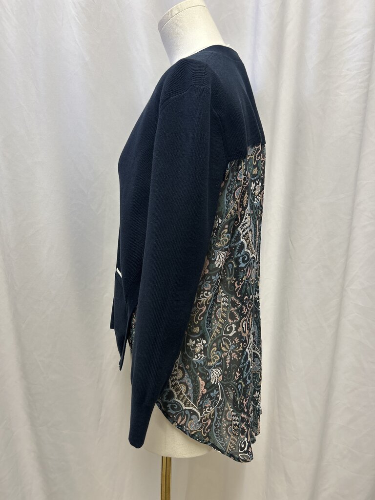 Veronica Beard Cardigan Silk Printed Back Detail