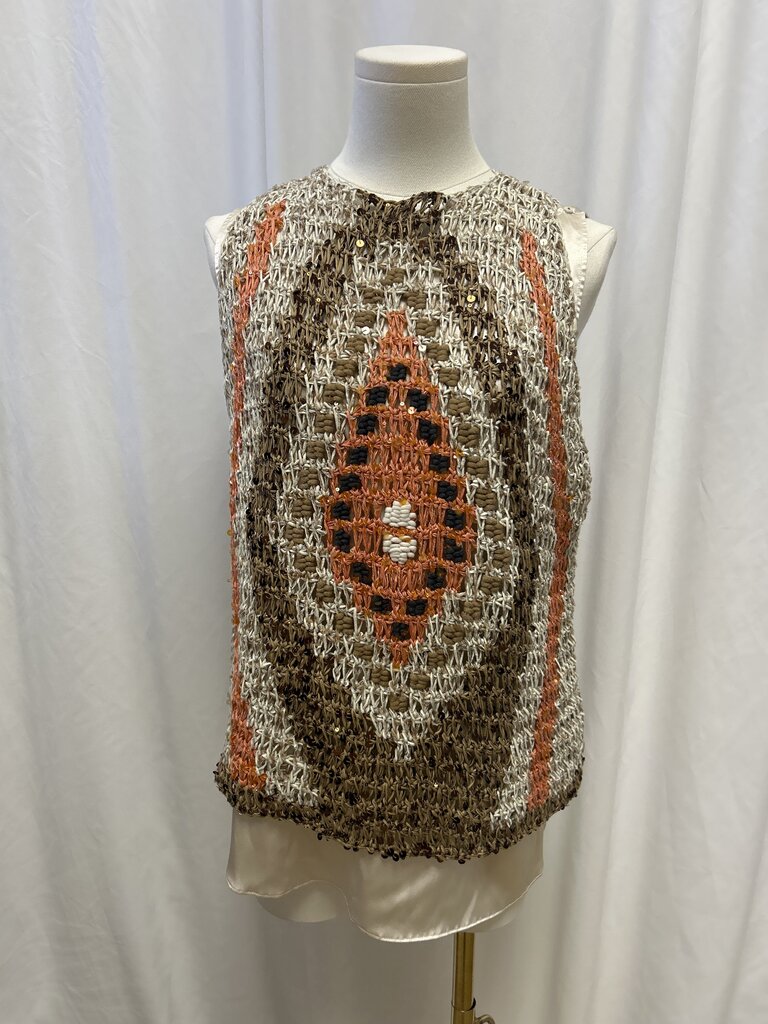 Brunello Cucinelli Sequin Eyelet Sleeveless Sweater
