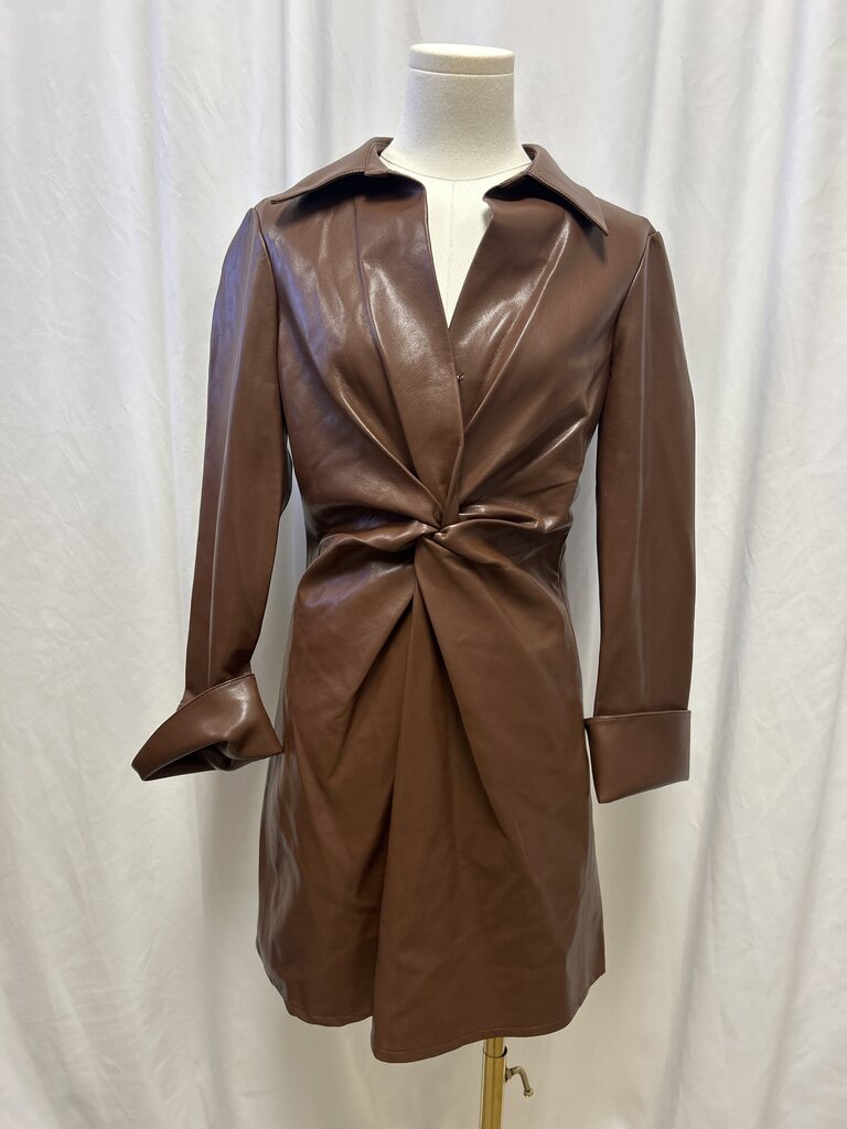 Cinq a Sept Brown Faux Leather Dress NWT