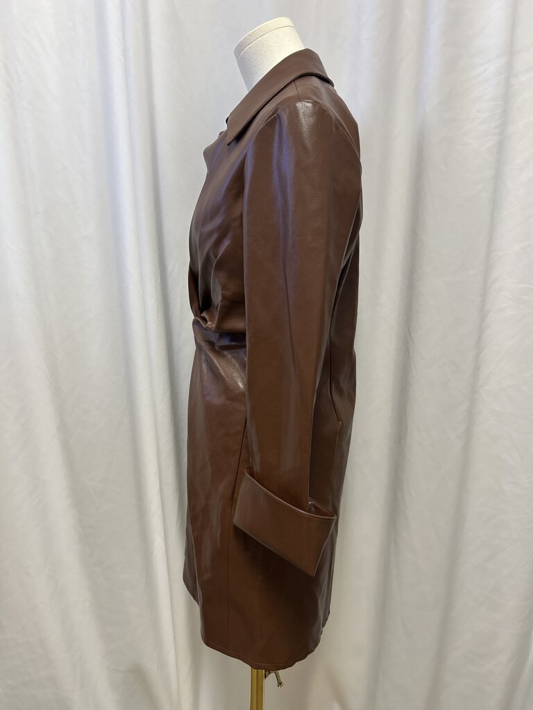 Cinq a Sept Brown Faux Leather Dress NWT