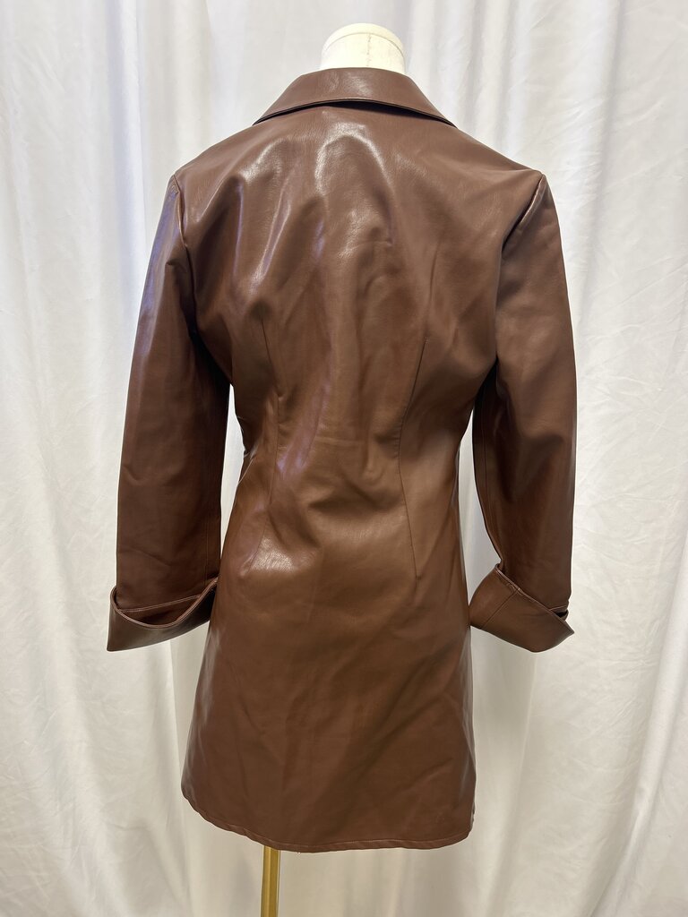 Cinq a Sept Brown Faux Leather Dress NWT