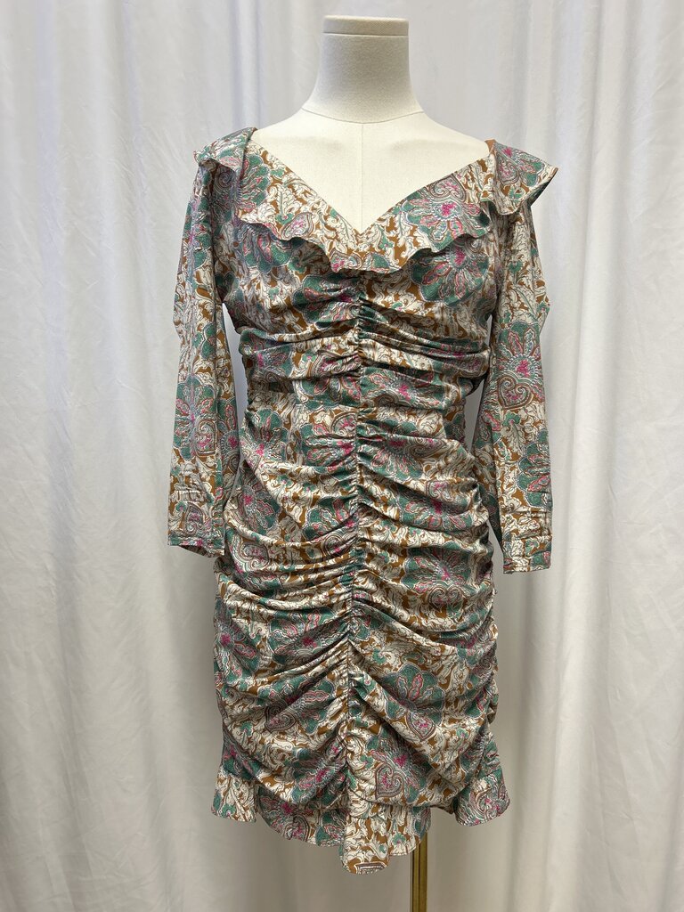 Veronica Beard Brown Floral Ruched Dress
