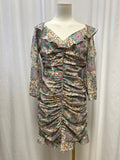 Veronica Beard Brown Floral Ruched Dress