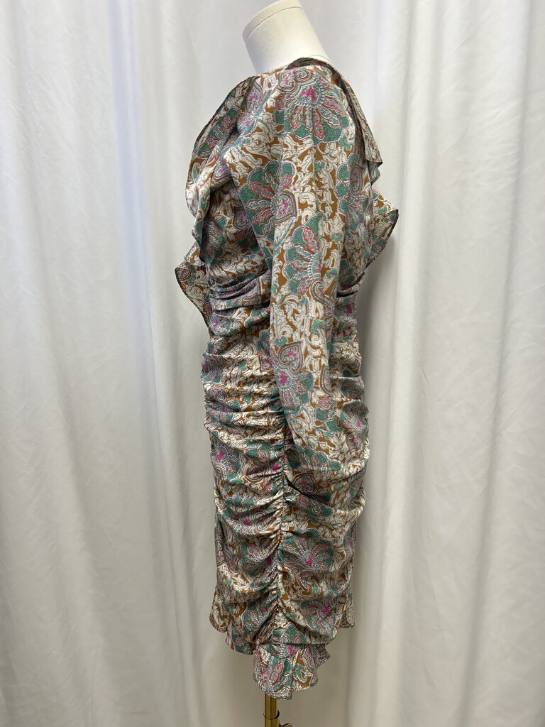Veronica Beard Brown Floral Ruched Dress