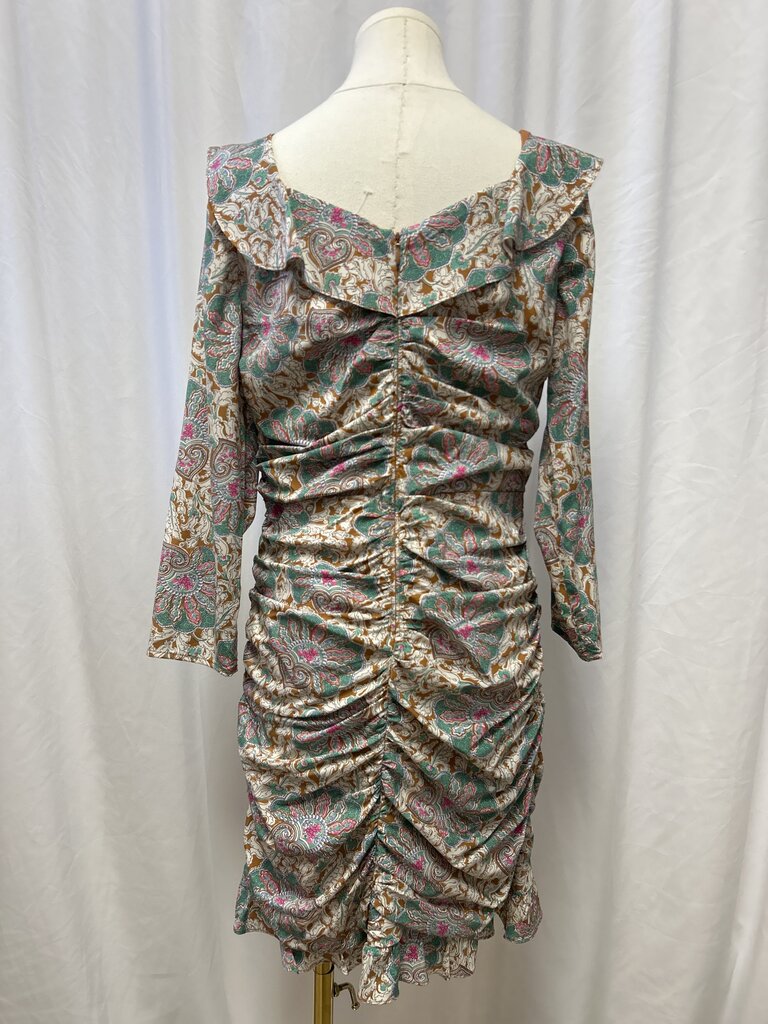 Veronica Beard Brown Floral Ruched Dress