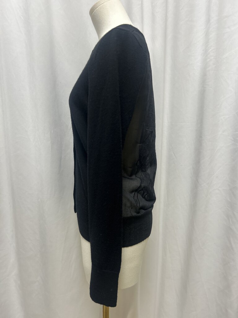 Equipment Black Cardigan w/Sheer Lace Back