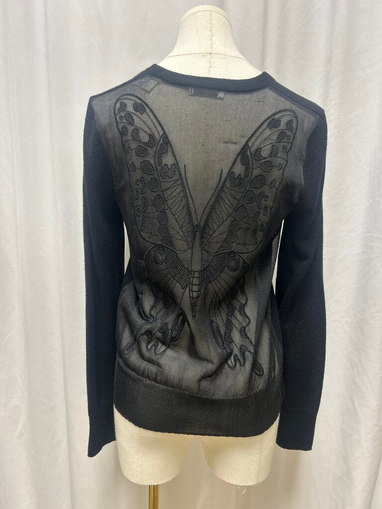 Equipment Black Cardigan w/Sheer Lace Back