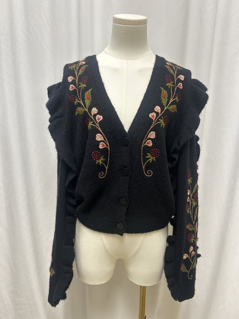 Farm Rio Embroidered V-Neck Sweater NWT