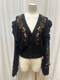 Farm Rio Embroidered V-Neck Sweater NWT