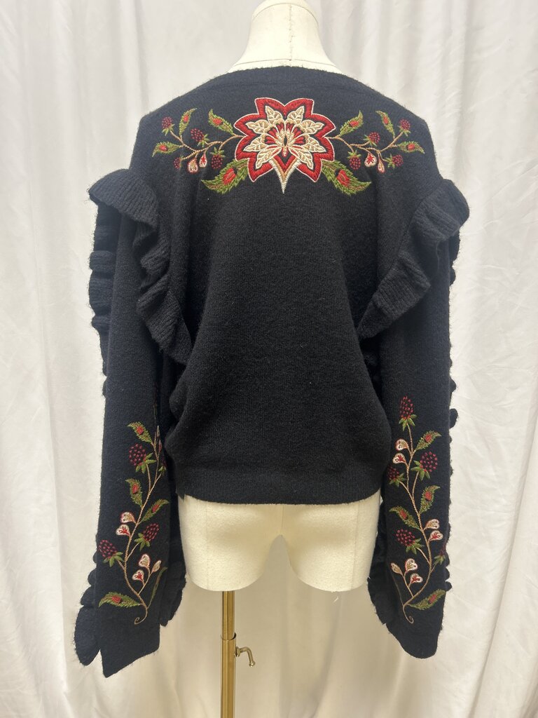 Farm Rio Embroidered V-Neck Sweater NWT