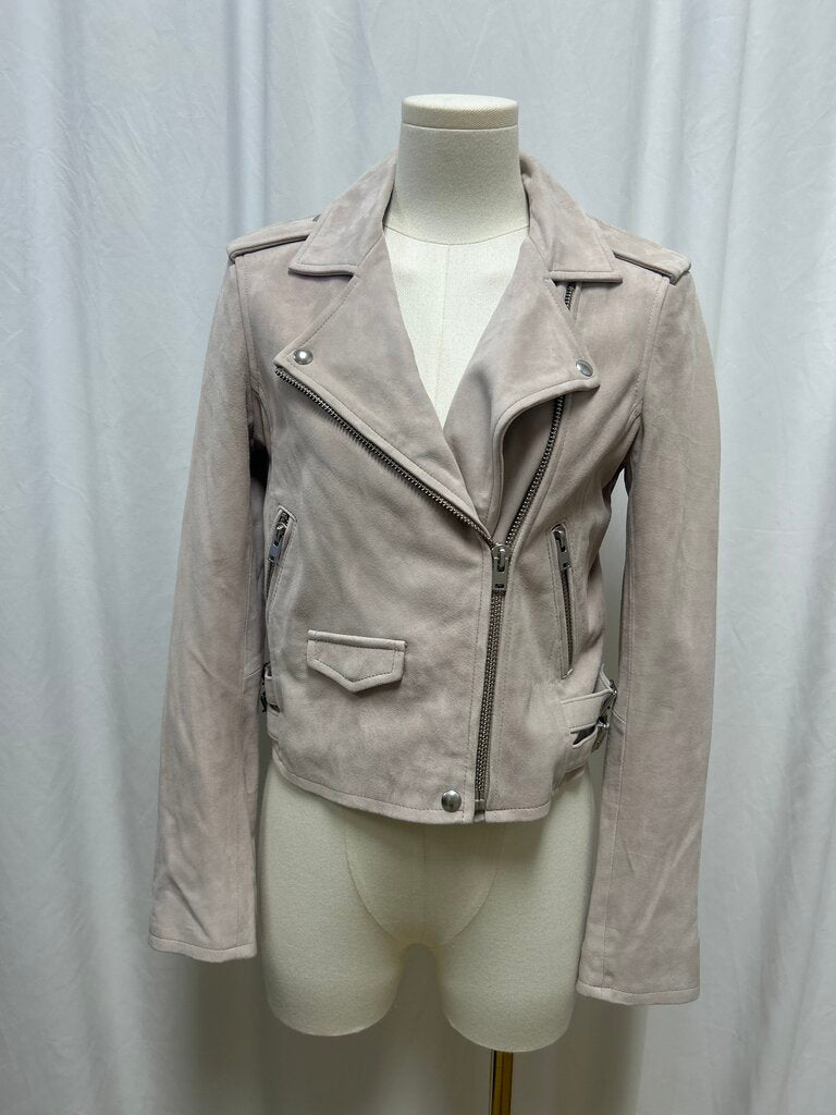 IRO Beige Lamb Leather Moto Jacket