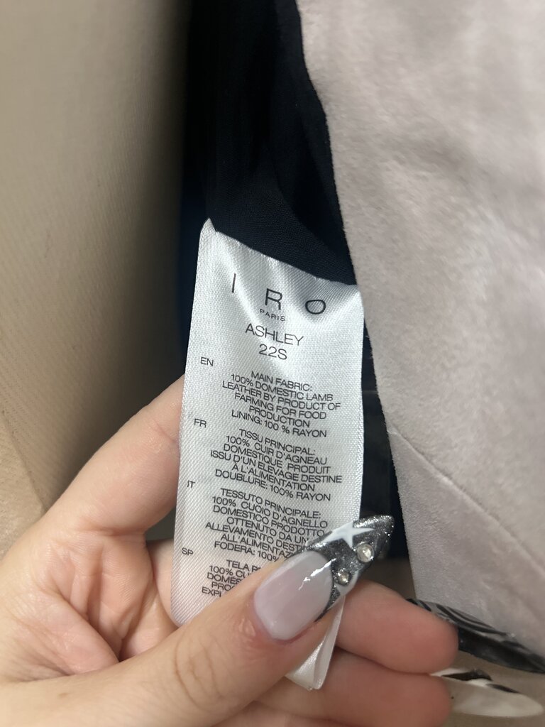 IRO Beige Lamb Leather Moto Jacket