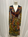 Fuzzi Multi Floral Wrap Midi Dress