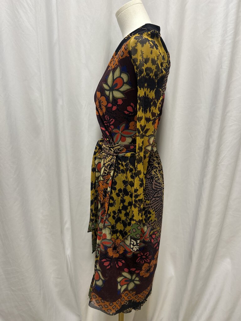 Fuzzi Multi Floral Wrap Midi Dress