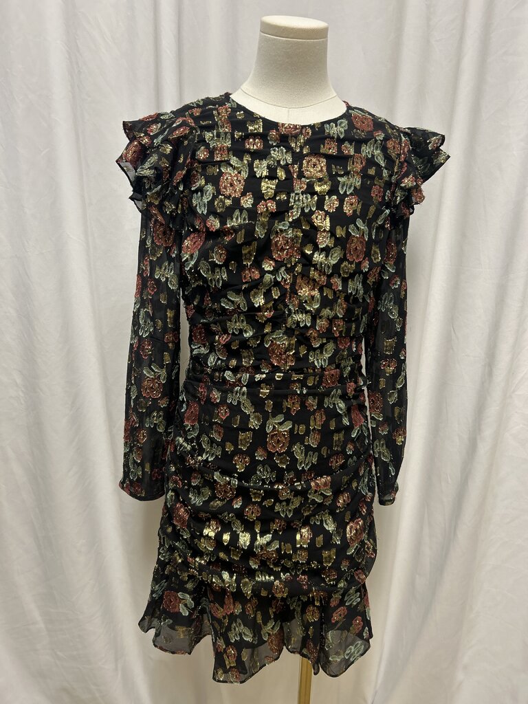 Veronica Beard Metallic Floral Print Mini Dress