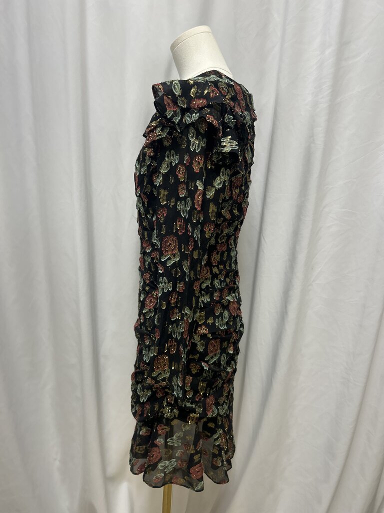 Veronica Beard Metallic Floral Print Mini Dress