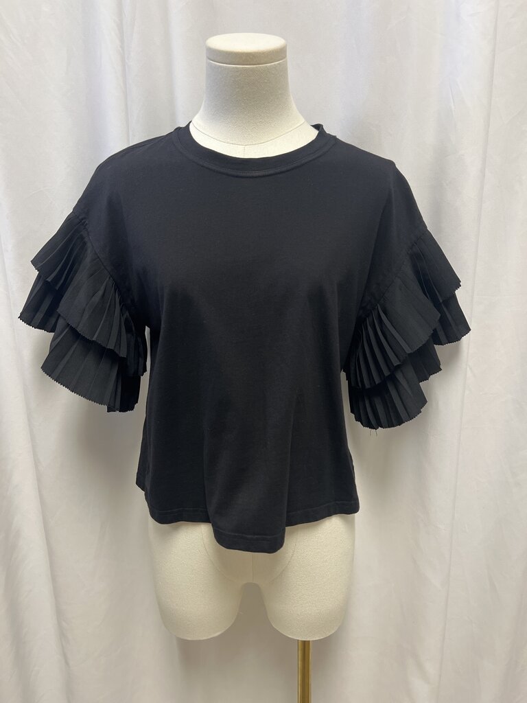 Robert Rodiriguez Black Ruffle Sleeve Tee