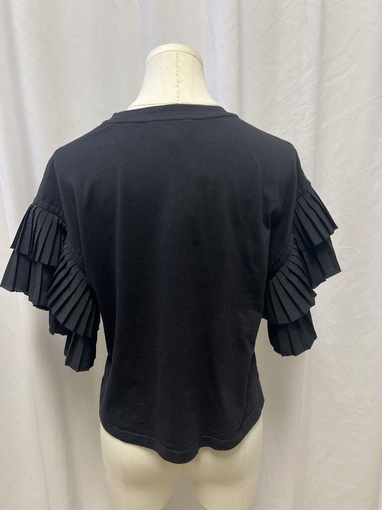 Robert Rodiriguez Black Ruffle Sleeve Tee