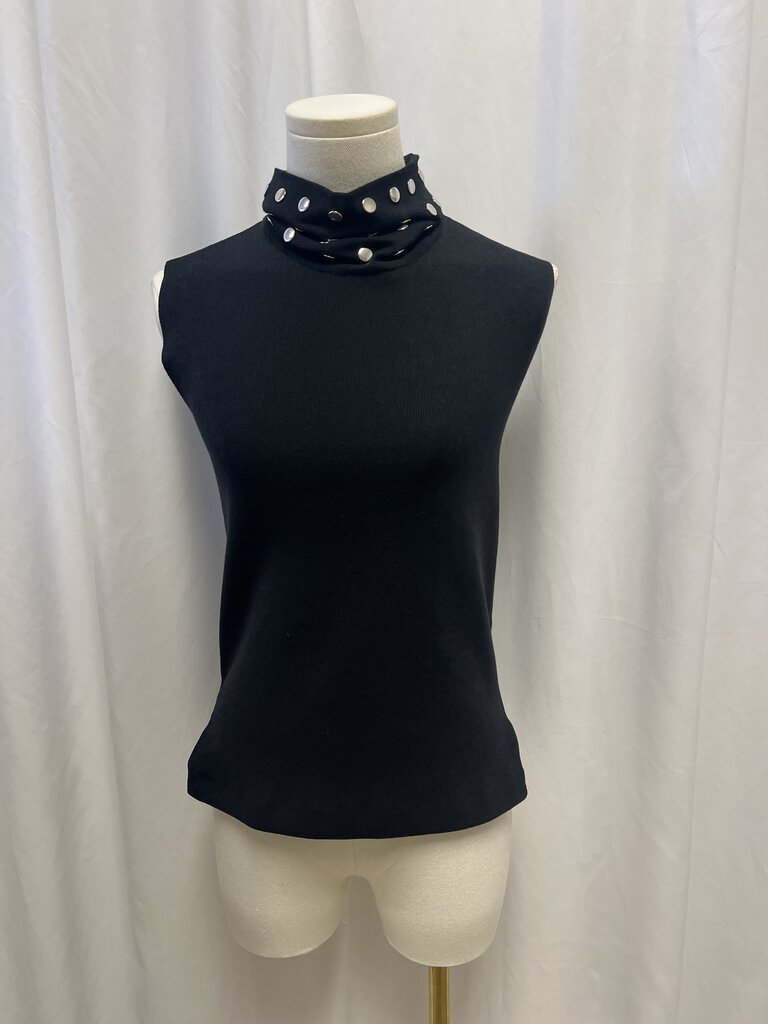 Pinko Black Studded Sleeveless Turtleneck