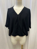All Saints Black Batwing Short Sleeve Top