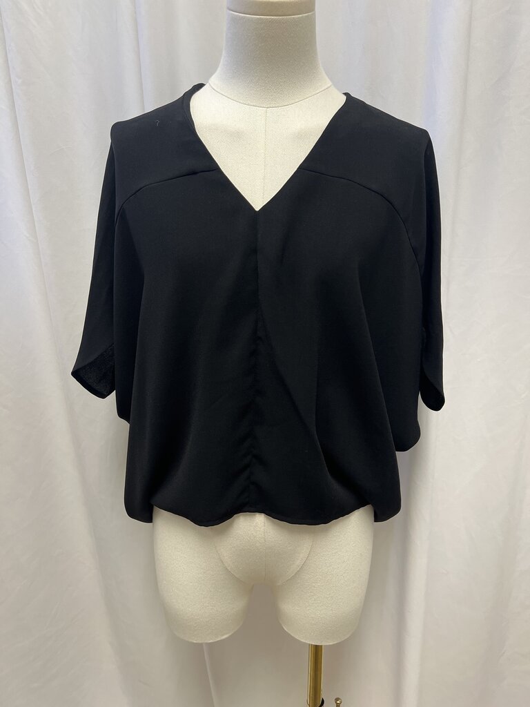 All Saints Black Batwing Short Sleeve Top
