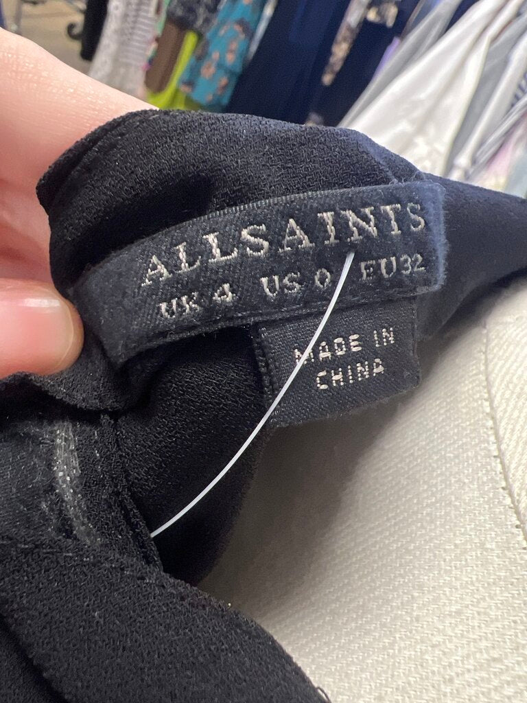 All Saints Black Batwing Short Sleeve Top