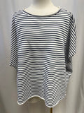 Frank & Eileen Black/White Striped Short Sleeve Sweatshirt