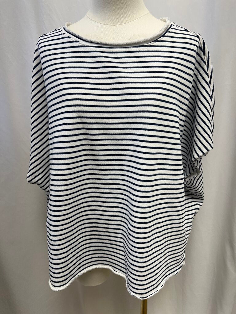 Frank & Eileen Black/White Striped Short Sleeve Sweatshirt