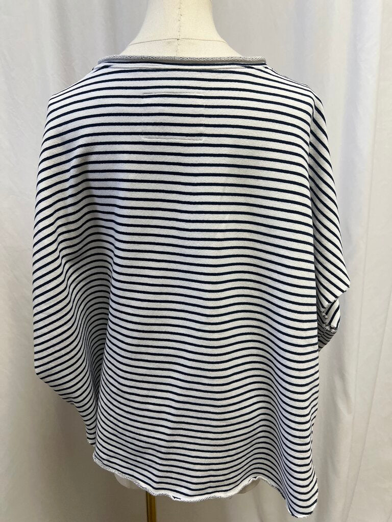Frank & Eileen Black/White Striped Short Sleeve Sweatshirt
