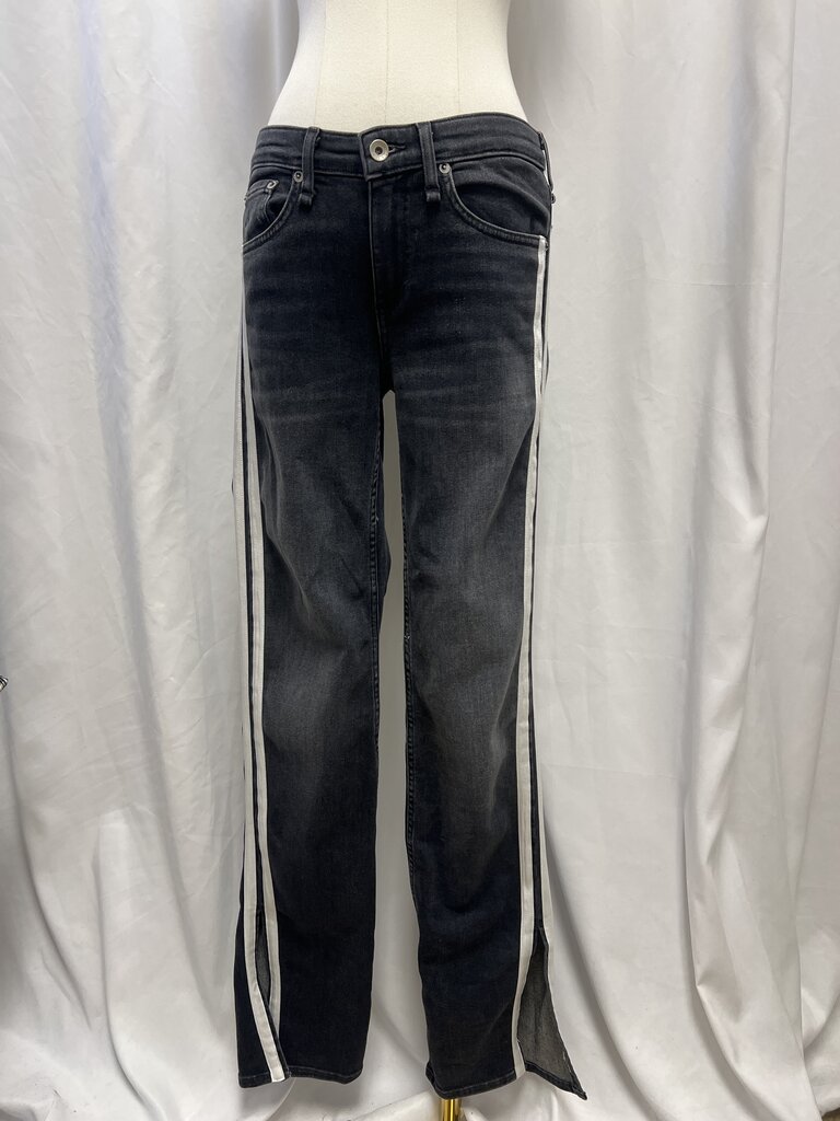 rag & bone Black Jeans w/White Side Stripes