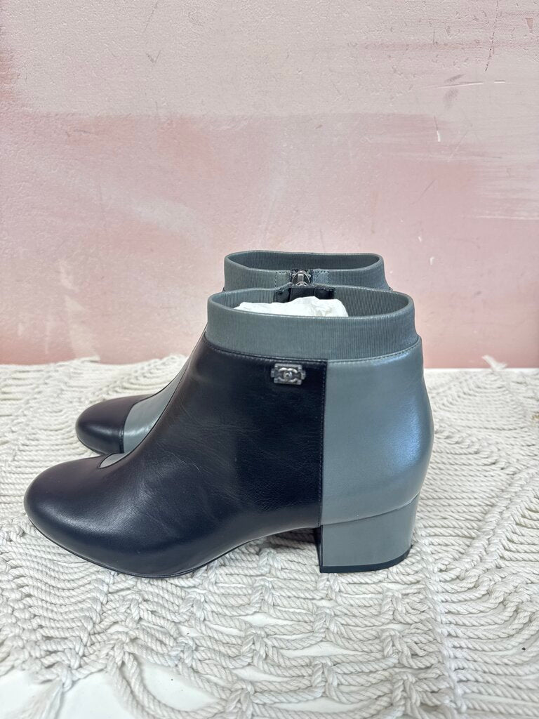 Chanel Leather CC Booties w/ Box & Dustbag