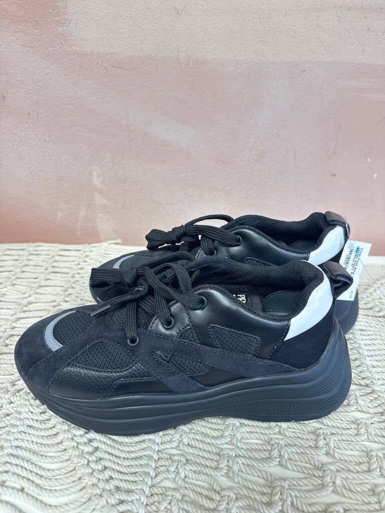 Prada Black Suede & Leather Chunky Sneaker w/ Box