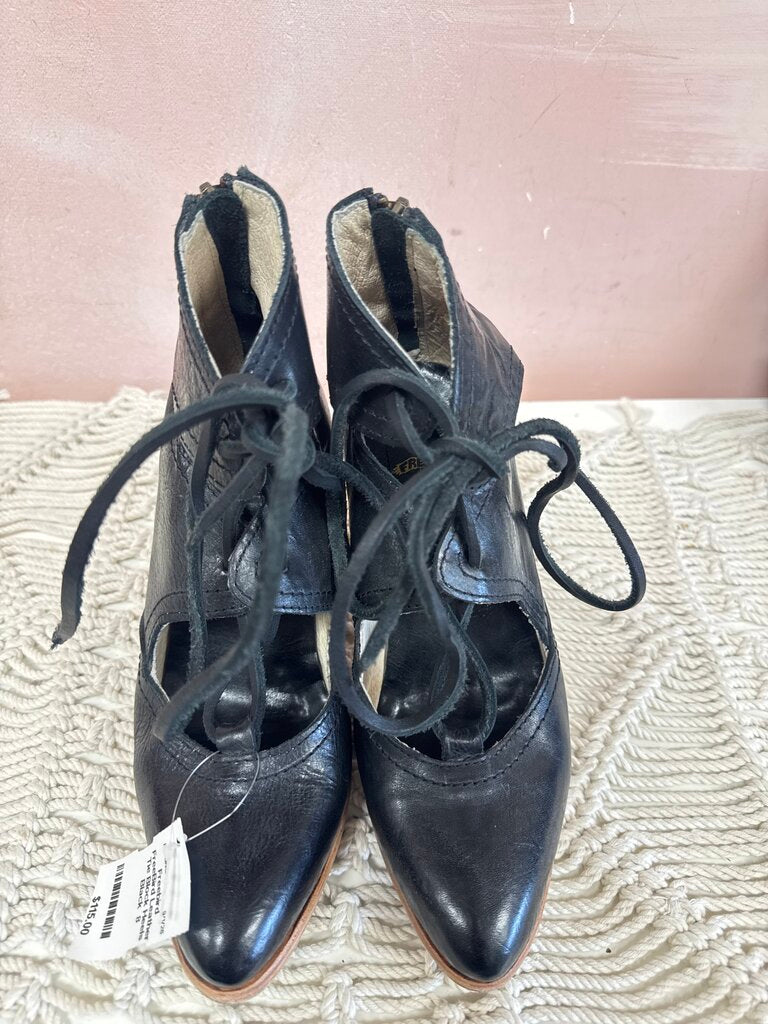 FreeBird Leather Tie Block Heels